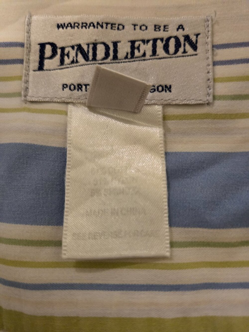 Pendleton Striped Button Down 3/4 Sleeve Shirt Yellow Blue S - Picture 2 of 5
